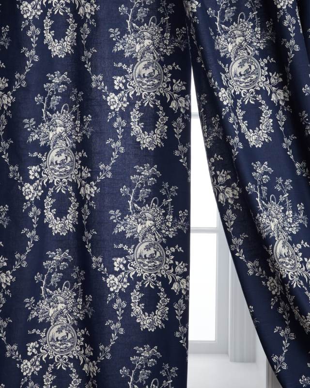 Two 96"L Country Toile Curtains